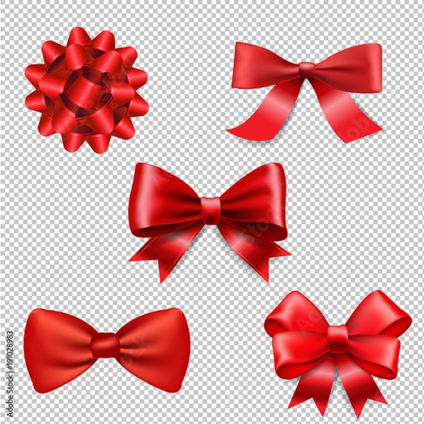 Obraz Red Ribbon Bow Set Isolated