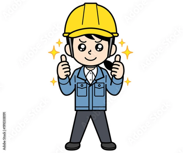 Obraz 大満足しているヘルメットをかぶった現場監督の女性