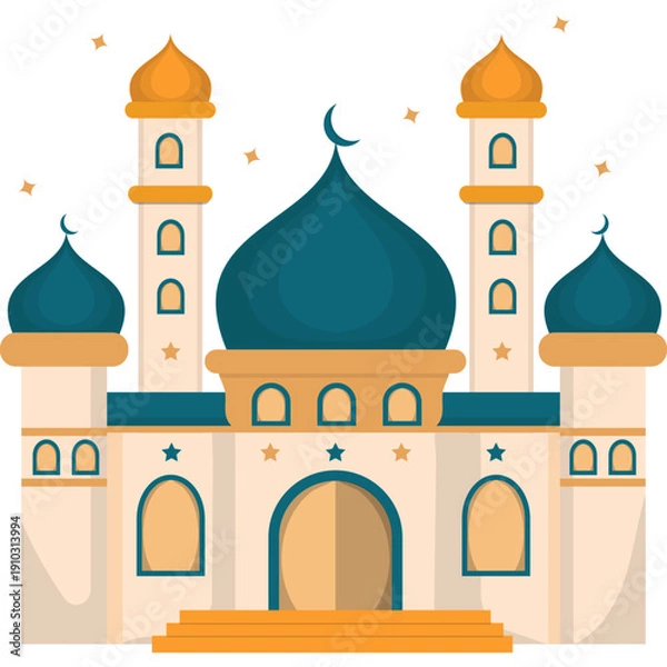 Fototapeta Islamic Mosque Flat Illustration
