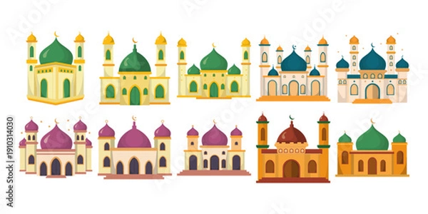 Fototapeta Islamic Mosque Flat Illustration