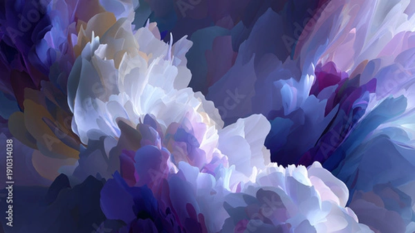 Obraz 抽象曲線が躍動するデジタルアート背景｜幻想的なグラデーションと立体感が魅力の装飾用素材イラスト