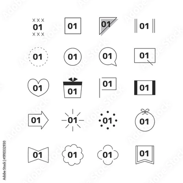 Obraz シンプルな数字の見出し素材セット