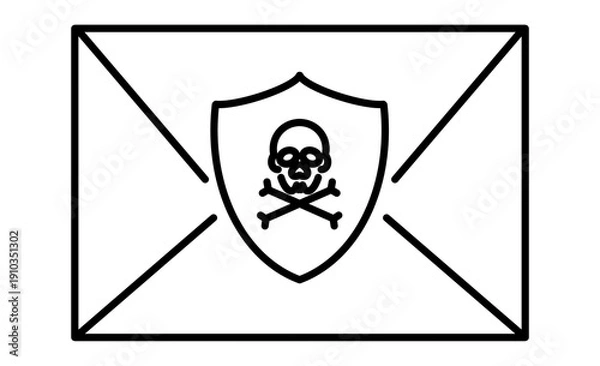 Obraz セキュリティ警告：ウイルスやマルウェアを含む不正メールのピクトグラム