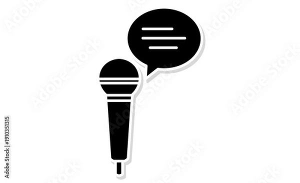 Obraz 音声入力とボイスコマンドを象徴するマイクと吹き出しのアイコン