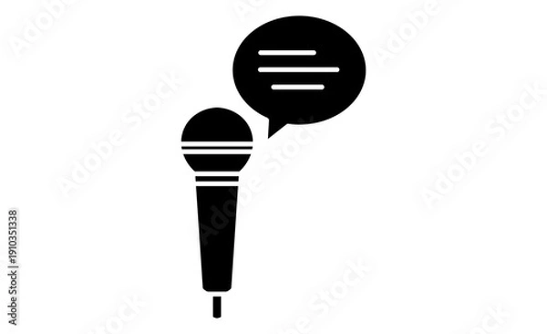 Obraz 音声入力とボイスコマンドを象徴するマイクと吹き出しのアイコン