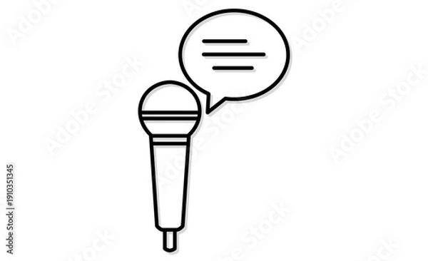 Obraz 音声入力とボイスコマンドを象徴するマイクと吹き出しのアイコン