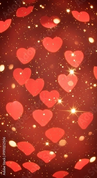 Obraz Red Hearts and Lights Background.