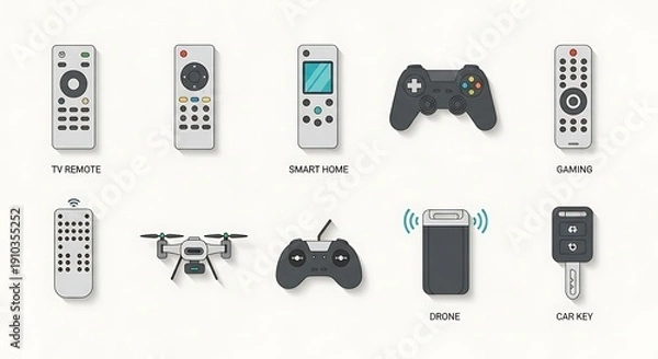Obraz Remote Controls and Gaming Devices Collection.