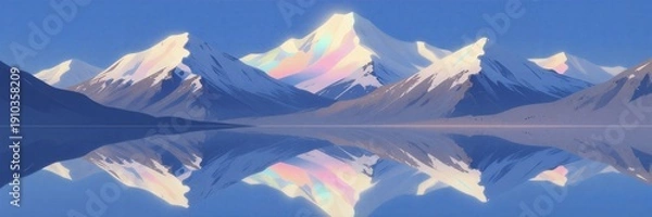 Obraz Snow mountain lake reflection