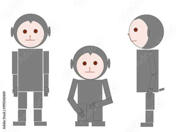 Obraz Robot like Monkey illustration with 3 postures