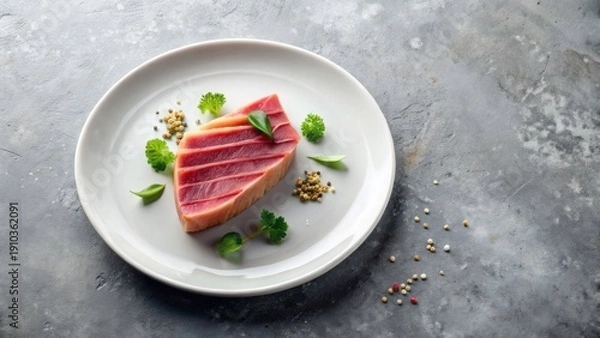 Obraz minimal tuna steak presentation white plate