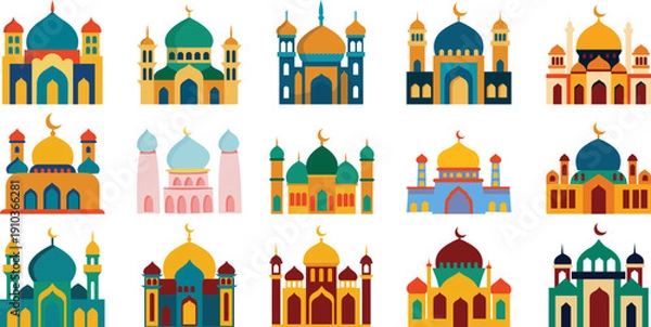 Fototapeta Islamic Mosque Flat Illustration