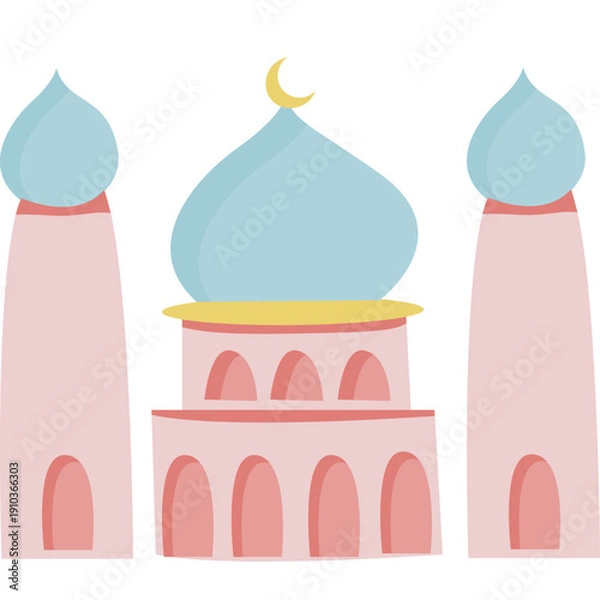 Fototapeta Islamic Mosque Flat Illustration