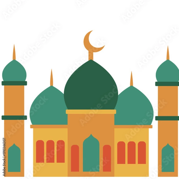 Fototapeta Islamic Mosque Flat Illustration