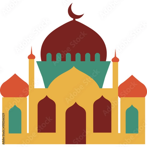 Fototapeta Islamic Mosque Flat Illustration