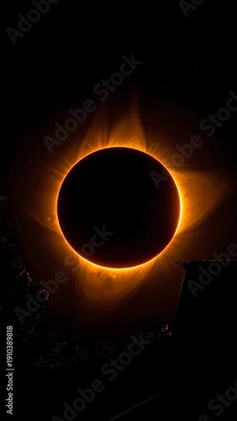 Obraz A darkened sun with a glowing orange ring