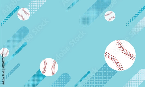 Obraz 水色のベースボール背景イラスト