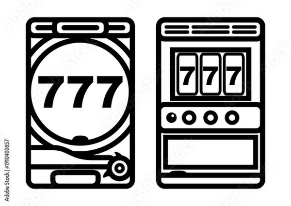 Obraz パチンコとパチスロの線画イラスト