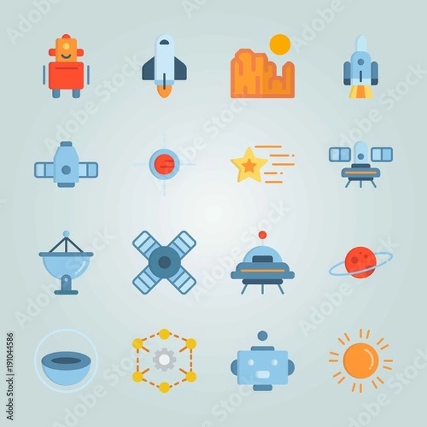 Fototapeta Icon set about Universe. with star, circles and red