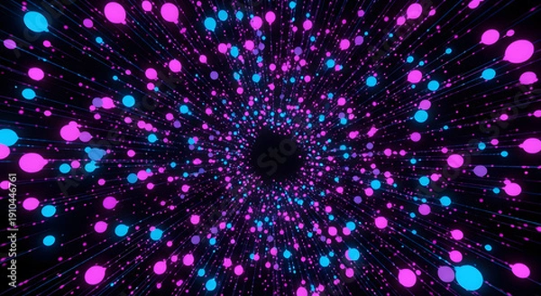 Obraz Abstract Neon Tunnel with Dot Particles