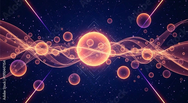 Obraz Cosmic Particles in Glowing Orbits