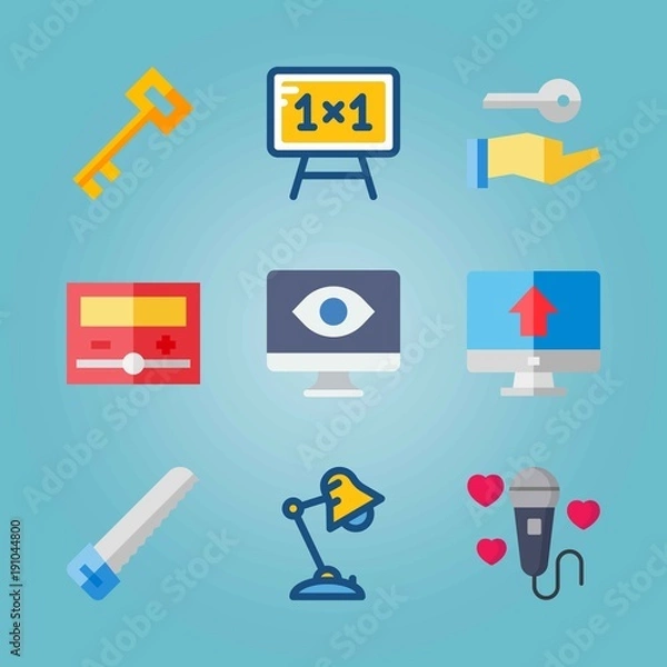 Fototapeta Icon set about Real Assets. with fader, microphone and key