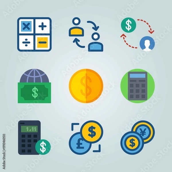 Fototapeta Icon set about Currency. with web, money and dollar