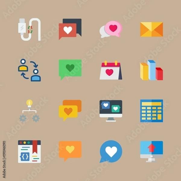 Fototapeta icon set about marketing with settings, browser and broken cable