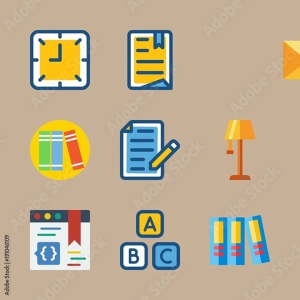 Fototapeta icon set about education and school with letter, mail and list