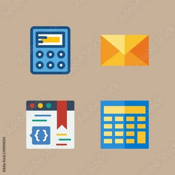 Fototapeta icon set about marketing with mail, calculator and device