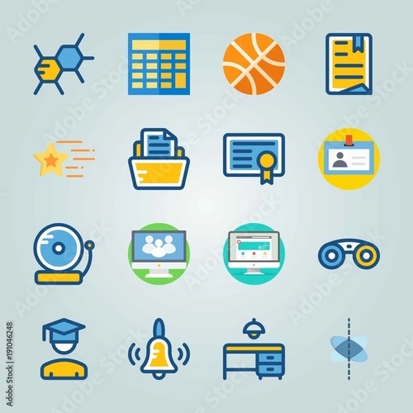 Fototapeta Icon set about Education And School. with computer, ball and circles