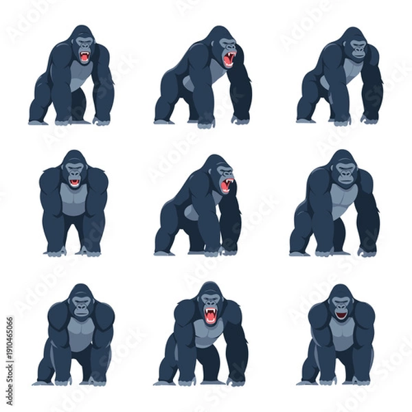 Fototapeta Gorilla Character Different Angles Digital Art.