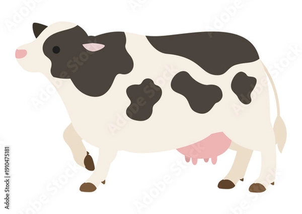 Obraz 前足を上げた乳牛のシンプルなイラスト
