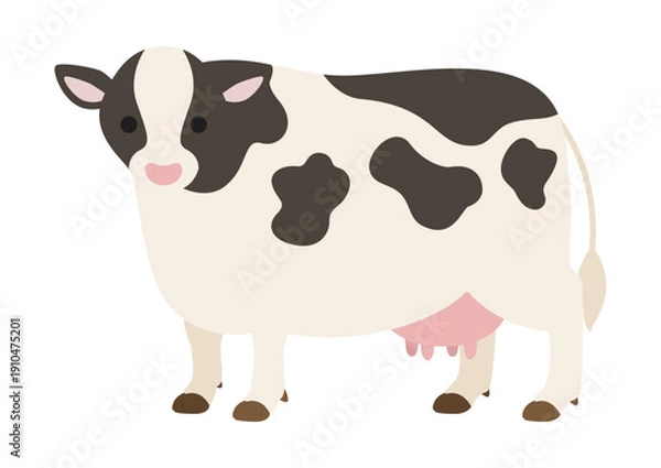 Obraz 顔を正面に向けた乳牛のシンプルなイラスト