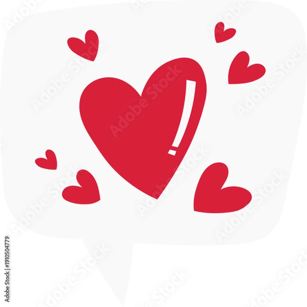 Obraz Red Heart Illustration in Speech Bubble