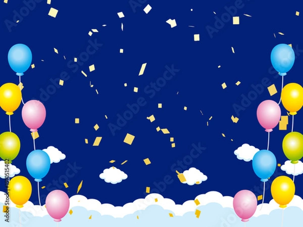 Fototapeta 正月, 年賀状, 空, 雲, フレーム, 紙吹雪, 青空, 干支, 風景, 年賀, 新年, 自然, かわいい, 