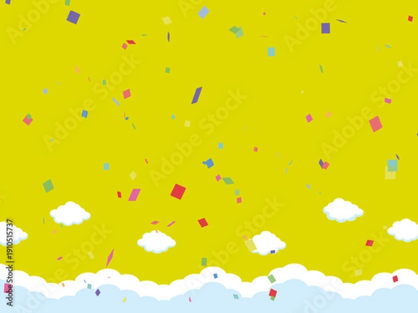 Fototapeta 正月, 年賀状, 空, 雲, フレーム, 紙吹雪, 青空, 干支, 風景, 年賀, 新年, 自然, かわいい, 