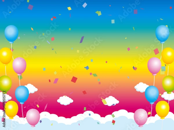 Fototapeta 正月, 年賀状, 空, 雲, フレーム, 紙吹雪, 青空, 干支, 風景, 年賀, 新年, 自然, かわいい, 