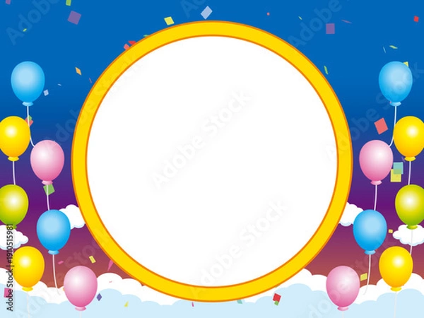 Fototapeta 正月, 年賀状, 空, 雲, フレーム, 紙吹雪, 青空, 干支, 風景, 年賀, 新年, 自然, かわいい, 