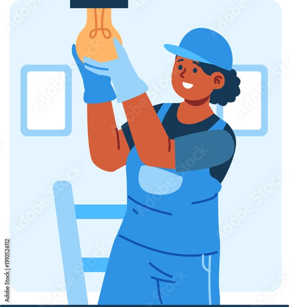 Obraz lighting technician character illustration