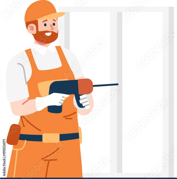 Obraz window technician character illustration