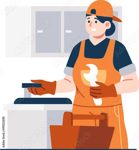 Obraz plumber technician character illustration
