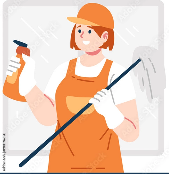 Obraz window technician character illustration