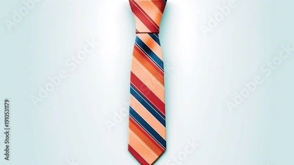 Obraz Striped Necktie on a Light Blue Background.