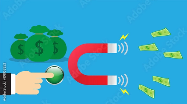 Obraz Finger Pushes Button To Pull In Money