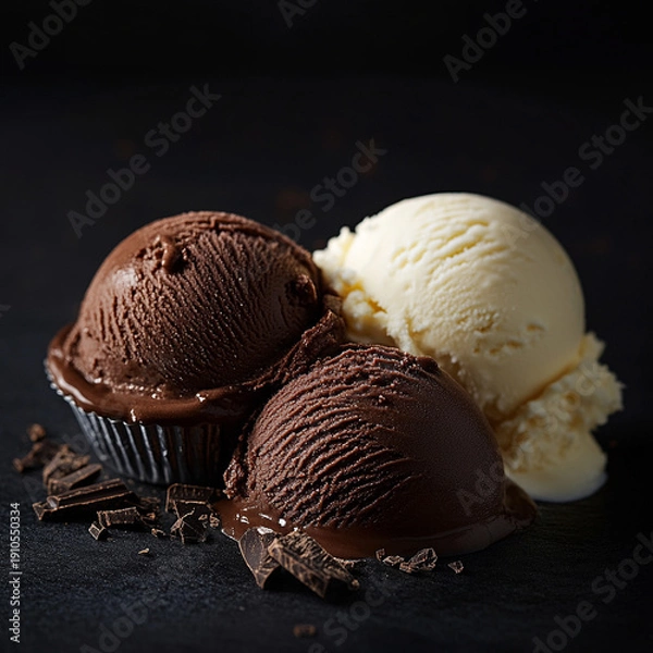 Obraz チョコとバニラのアイスクリーム背景