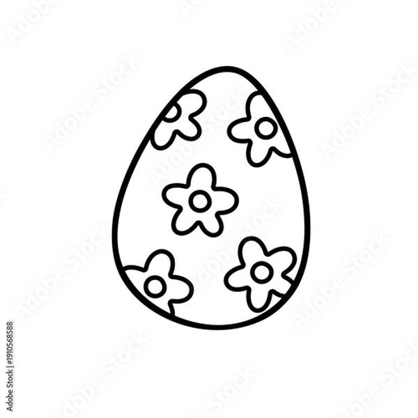 Obraz Whimsical Easter egg with flowers vector doodle