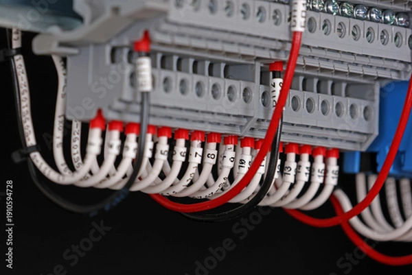 Obraz Connecting the electrical module using copper electrical insulated wires. 