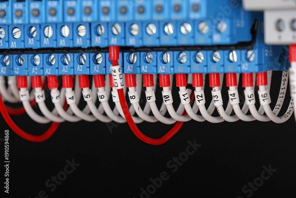 Obraz Connecting the electrical module using copper electrical insulated wires. 