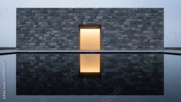 Obraz Minimalist architecture design with door reflection